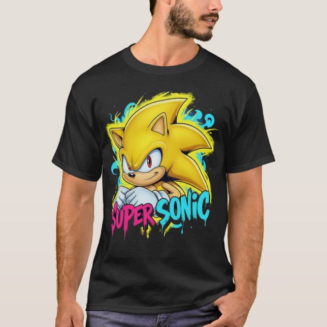 T-shirt Graffiti Super Sonic - Neon Drip Streetwear Design (Devant)