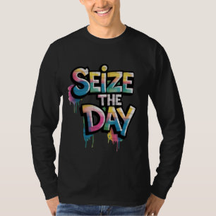 T-shirt Graffiti Texte Coloré Disant Saisir Le Jour