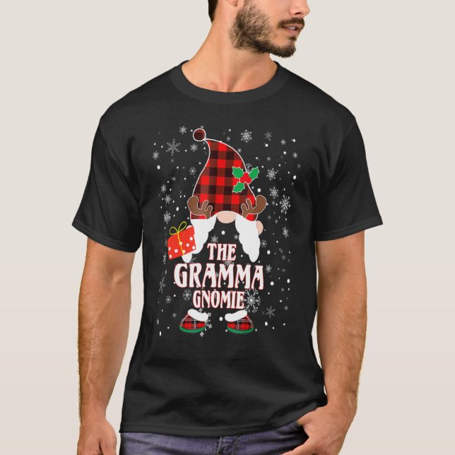 T-shirt Gramma Gnome Buffalo Plaid Matching Family Christa (Devant)