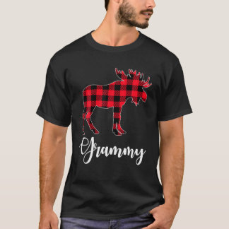 T-shirt Grammy Moose Buffalo Plaid Red Christmas Pajama Fa