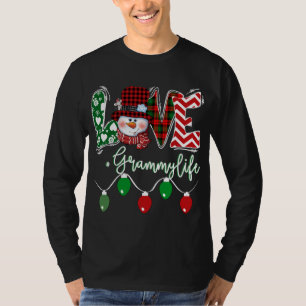 T-shirt Grammy Snowman Aimer Grammy Life Noël Plai rouge