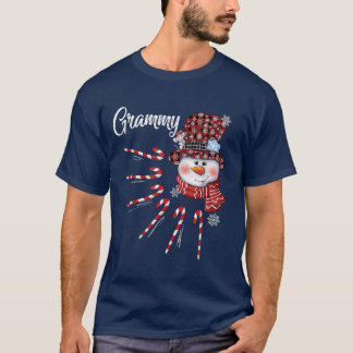 T-shirt Grammy Snowman Candy Cane Christmas Red Plaid Hat 