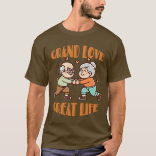 T-shirt grand amour vie arrière - grand-parents jour