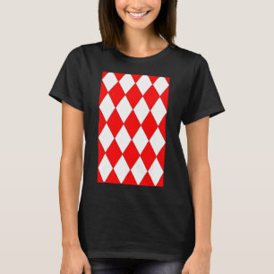 T-shirt Grand Arlequin Géométrique Motif Rouge Et Blanc