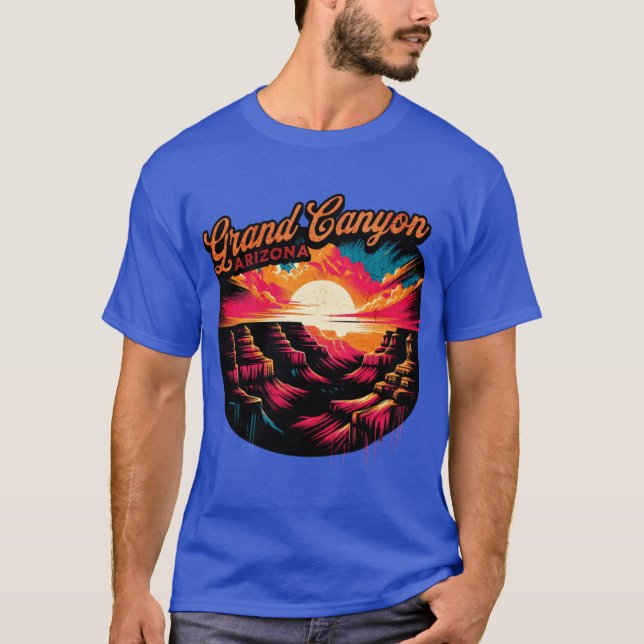 T-shirt Grand Canyon Arizona Sunset Design retro (Devant)