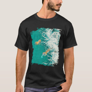 T-shirt Grand Chat Tigre Faisant du Surf sur la Plage