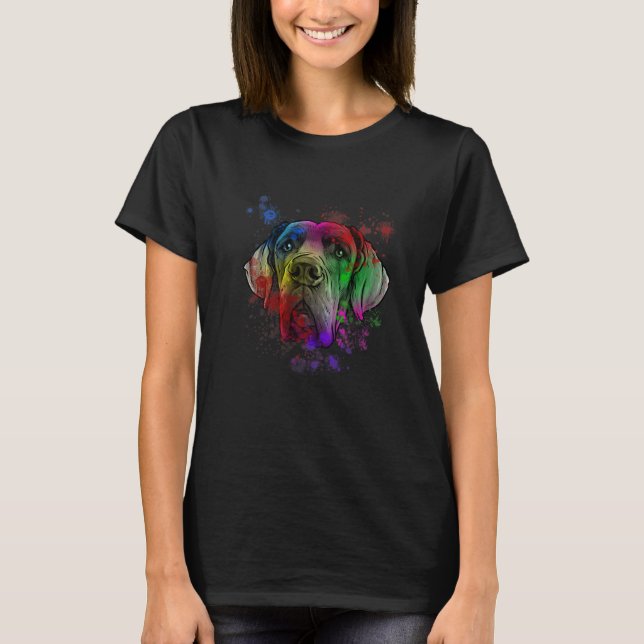 T-shirt Grand Chien Danois Avec Design D'Art Splash (Devant)