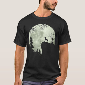 T-shirt Grand chien Danois et Moon Howl in Forest Chien Ha