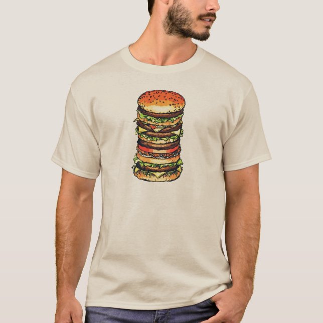T-shirt Grand, coloré hamburger (Devant)