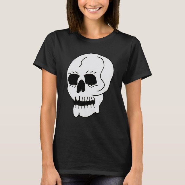 T-shirt Grand crâne blanc Bouche des yeux noirs (Devant)