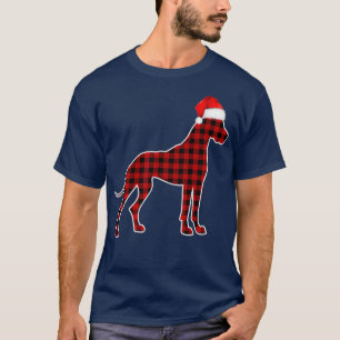 T-shirt Grand Dane Pajamas de Noël Famille Rouge Plaid
