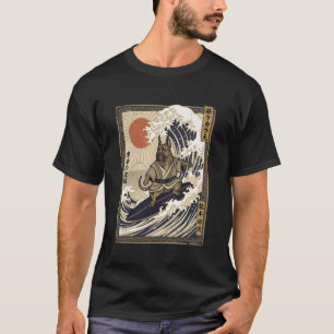 T-shirt Grand Danois Surf Japonais Vague De Kanagawa Drôle