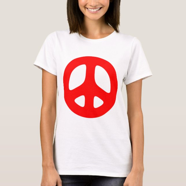 T-shirt Grand dessus rouge de signe de paix (Devant)