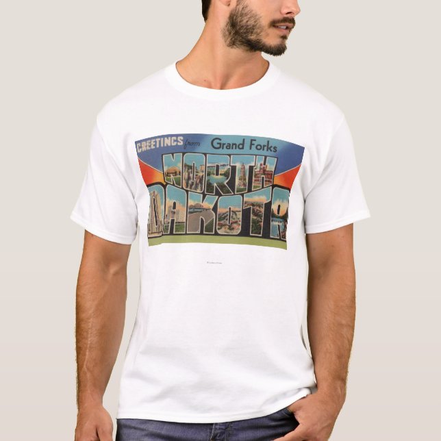 T-shirt Grand Forks, le Dakota du Nord - grande lettre (Devant)