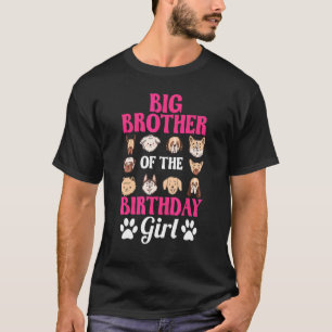 T-shirt Grand Frère De L'Anniversaire Fille Chien Paw Anni