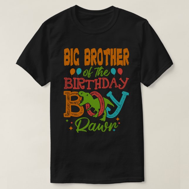 T-shirt GRAND FRÈRE De L'Anniversaire Garçon Rawr Dinosaur (Design devant)