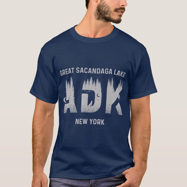 T-shirt Grand lac Sacandaga Monts Adirondack Nouveau (Devant)