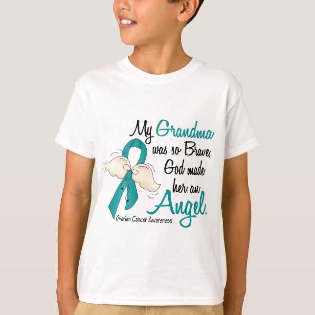 T-shirt Grand-maman de Cancer ovarien de l'ange 2 (Devant)
