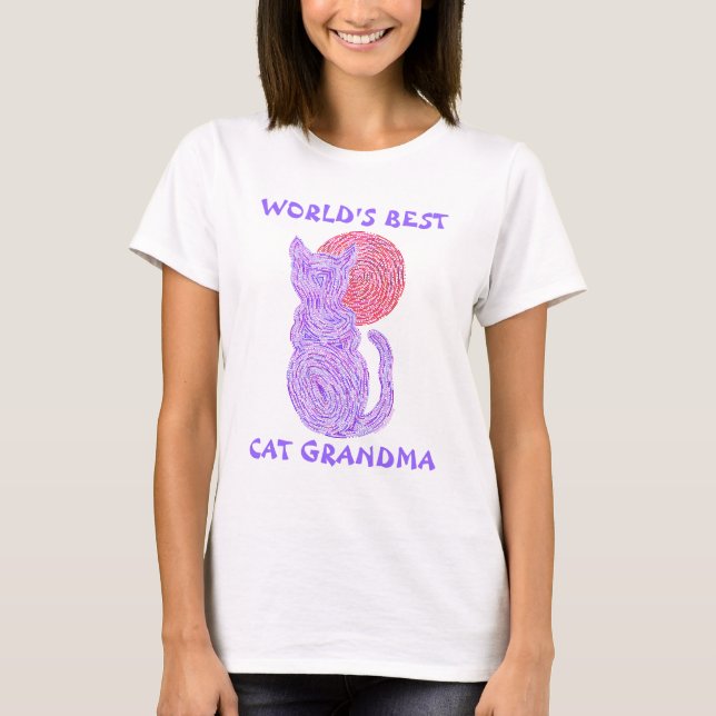 T-shirt Grand-maman pourpre de chat de Z meilleure et de (Devant)