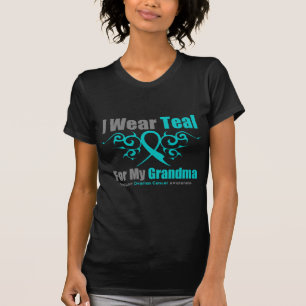 T-shirt Grand-maman tribale turquoise de ruban de Cancer