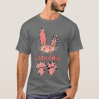 T-shirt Grand-mère Bunny Leopard Floral Matching Famille m