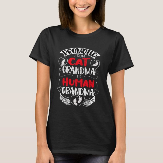 T-shirt Grand-mère de chat promu à grand-mère humaine, béb (Devant)