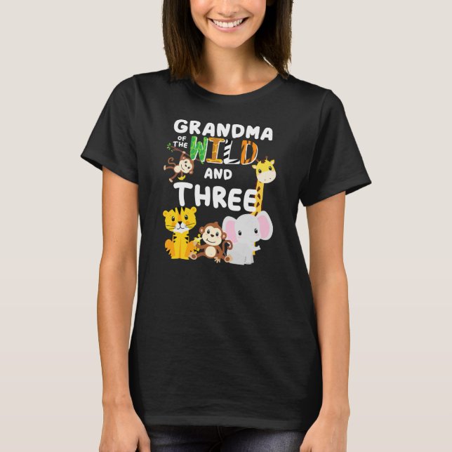 T-shirt Grand-mère de la nature et trois zoo Anniversaire  (Devant)