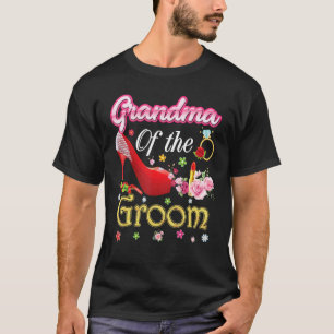 T-shirt Grand-Mère De La Pièce Joyeuse Mariage Fleur Rose 
