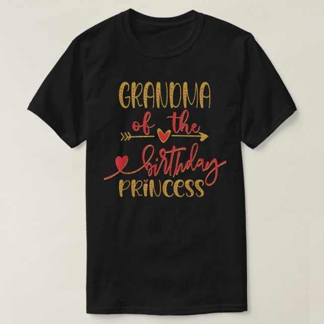 T-shirt Grand-mère de la princesse d'anniversaire fille An (Design devant)