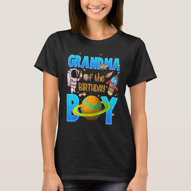 T-shirt Grand-Mère De L'Anniversaire Garçon Astronaut Thèm (Devant)