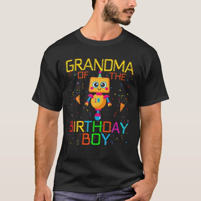 T-shirt Grand-Mère De L'Anniversaire Garçon Robotique Thèm (Devant)