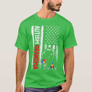 T-shirt Grand-mère de l'autisme vintage - Prix du drapeau