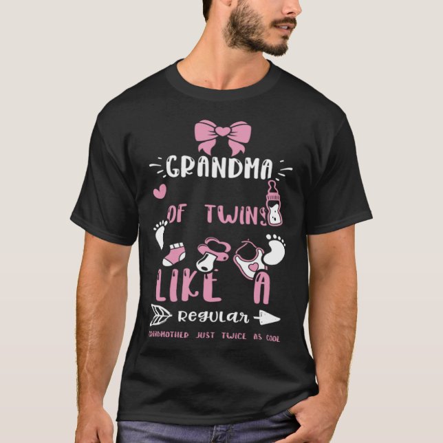 T-shirt Grand-Mère Des Jumeaux Comme Un Grand Ba Régulier (Devant)