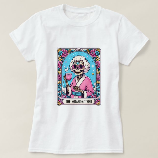 T-shirt Grand-mère Drôle Squelette Tarot (Design devant)