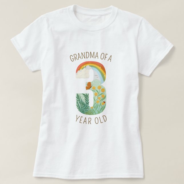 T-shirt Grand-mère d'un amoureux de la nature de trois ans (Design devant)