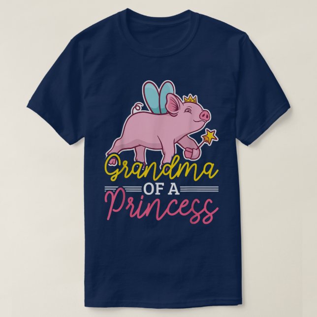 T-shirt Grand-mère d'une princesse avec un cochon (Design devant)