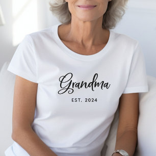 T-shirt Grand-mère Est. Date dans le script stylish noir