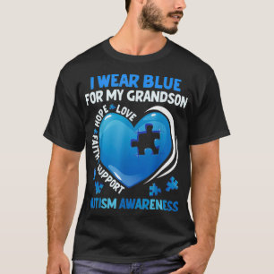 T-shirt Grand-mère Grand-père I Wear Blue For My Grandson
