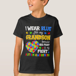 T-shirt Grand-mère Grand-père I Wear Blue For My Grandson 