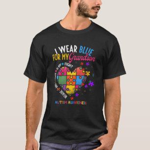 T-shirt Grand-mère Grand-père I Wear Blue For My Grandson 
