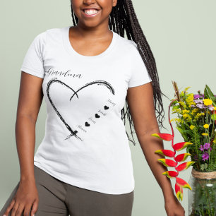 T-shirt Grand-mère Heart Grandkids Nom minimal simple