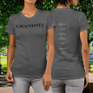 T-shirt Grand-mère mignonne avec des noms d'enfants Année 