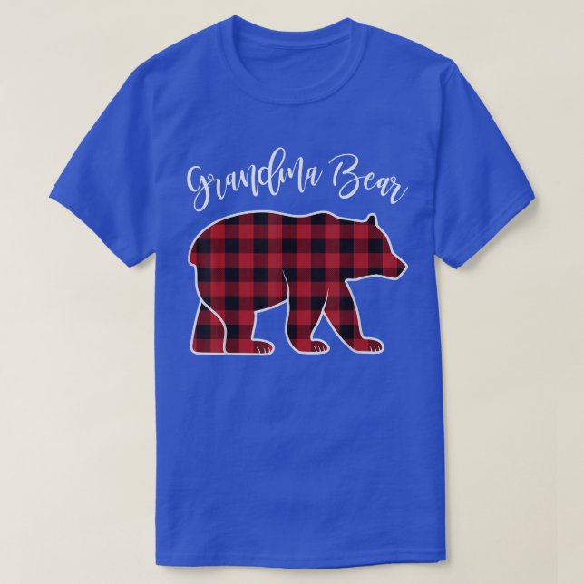 T-shirt Grand-mère Ours Pyjama Rouge Buffalo Noël Famille  (Design devant)