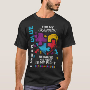 T-shirt Grand-mère Papi Je Porte Du Bleu Pour Mon Grand-Pè