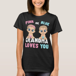 T-shirt Grand-Mère Rose Ou Bleu Vous Aime Genre Bébé Révél
