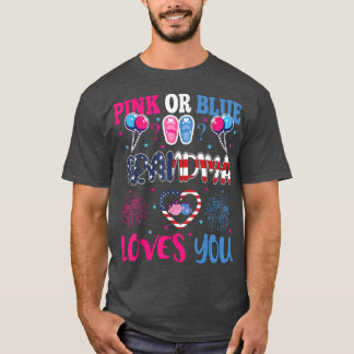 T-shirt Grand-Mère Rose Ou Bleu Vous Aime Genre Bébé Révél