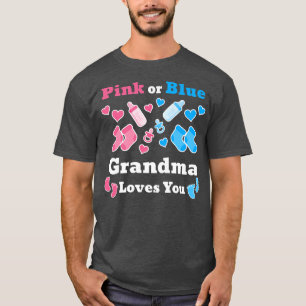 T-shirt Grand-Mère Rose Ou Bleu Vous Aime Genre Révéler Bé