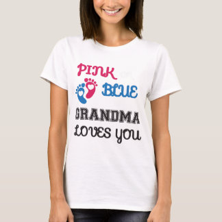 T-shirt Grand-mère rose ou bleue qui t'aime, révélation de
