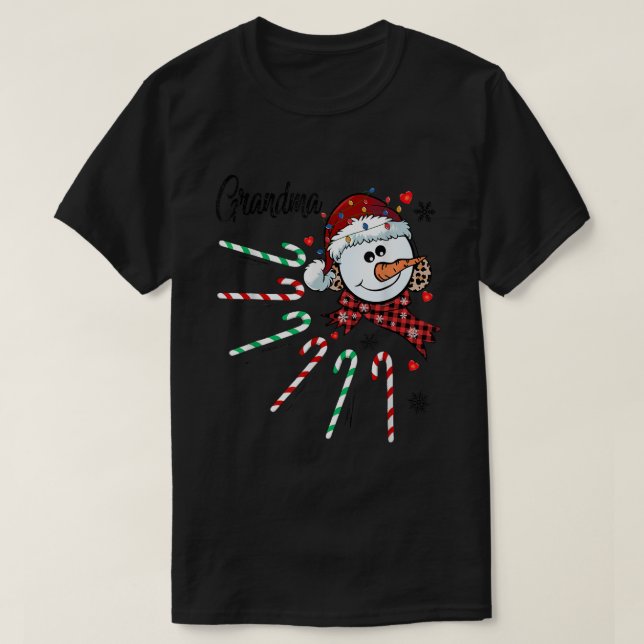 T-shirt Grand-mère Snowman Sucre de canne Noël Noël Noël N (Design devant)