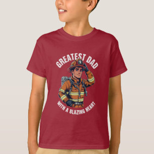 T-shirt Grand papa avec un héros de pompier de coeur Blazi